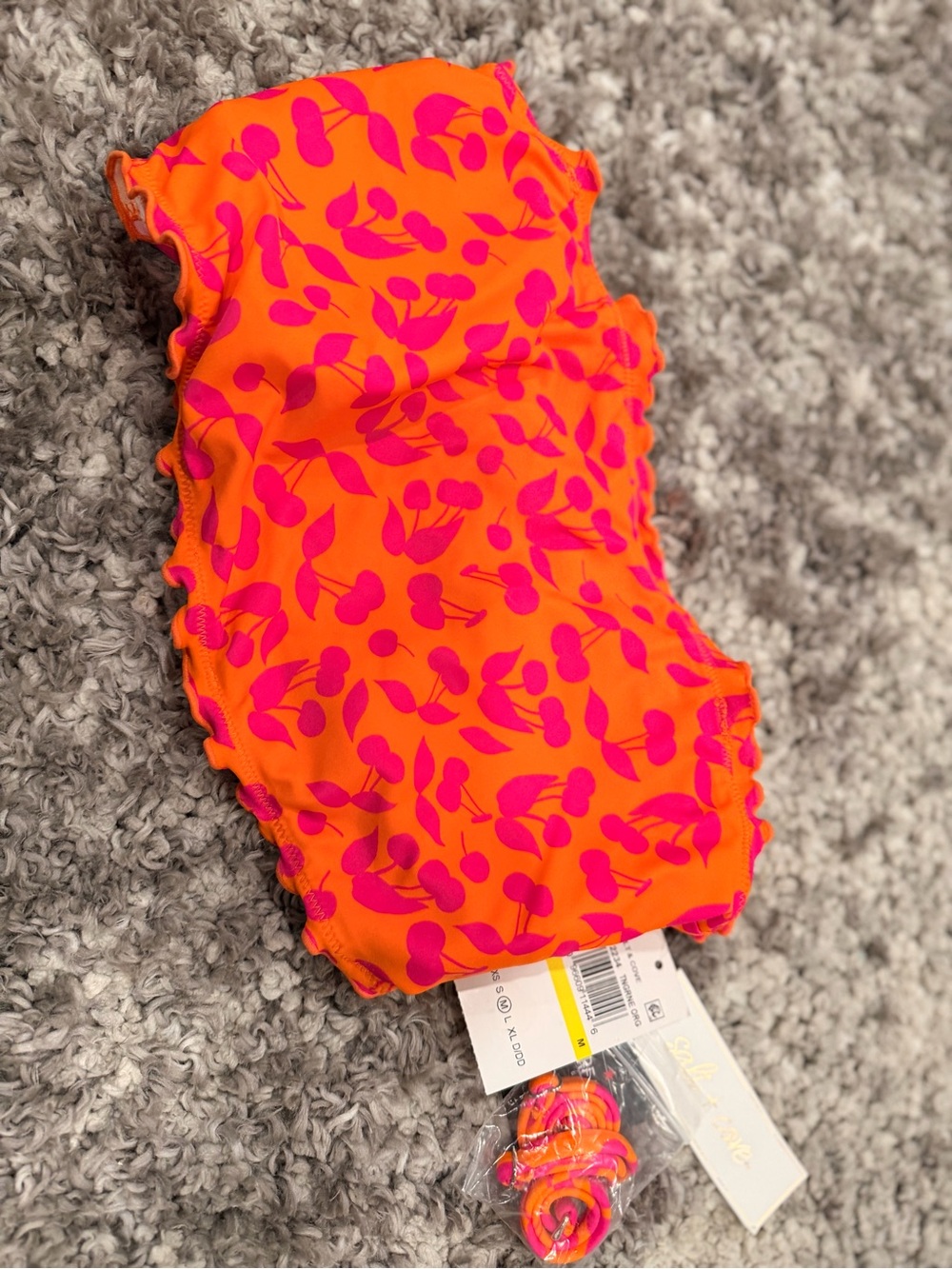 Salt + Cove Orange and Pink Cherry Print Swim Bottoms